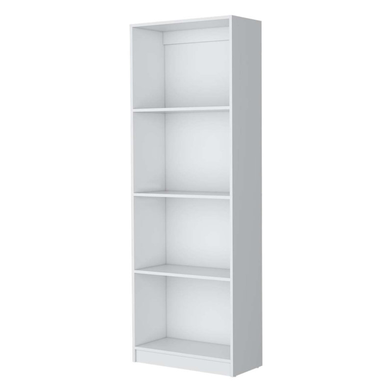 Sutton Slim Bookcase with Modern 5-Shelf Design, White, (5 Shelves) 71.1"H x 24.7"W x 11.7"D