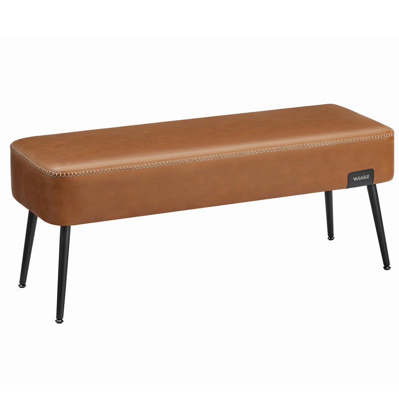 Banc de rangement en cuir, Standard, Brun caramel