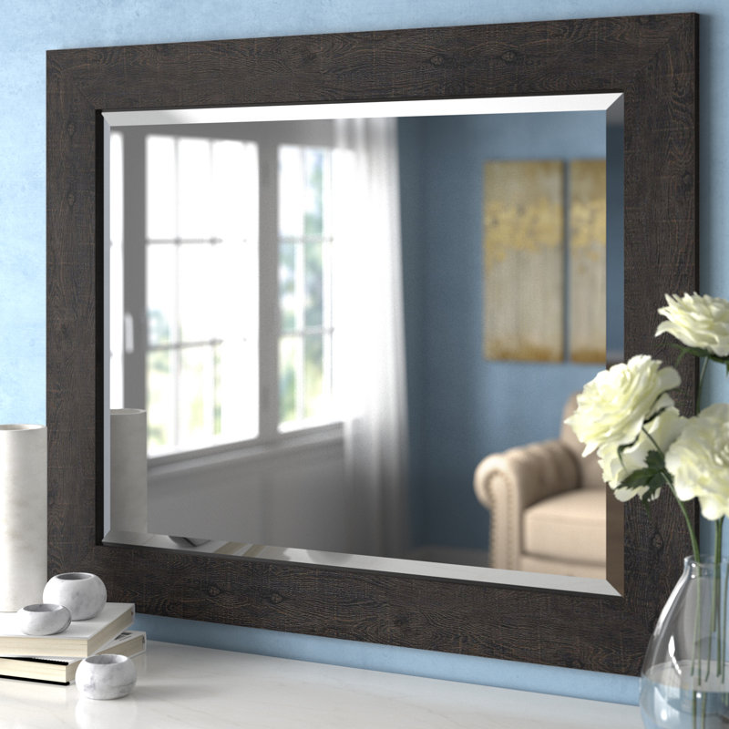Alissone Flat Wall Mirror, Black, 27.5" x 33.5"