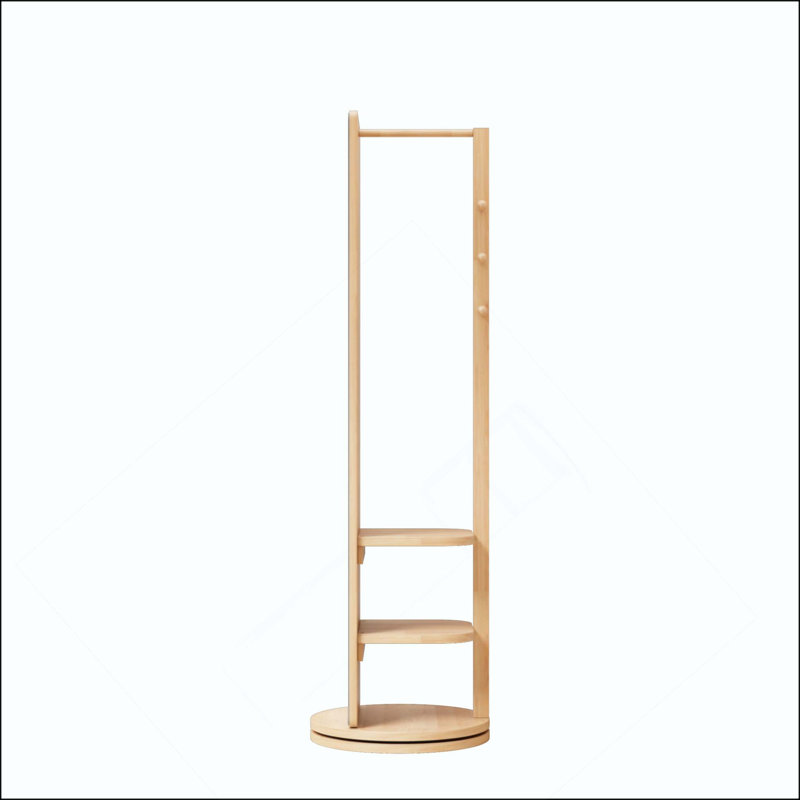360° Rotating Multifunctional Full Length Mirror With Hook Storage Rack Coat Rack With Mirror Solid Wood Floor Mirror Bedroom Living Room Cloakroom Space Saving
