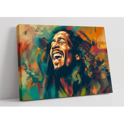 Abstract Multi Colour Portrait of Bob Marley Canvas Wall Art Picture Print