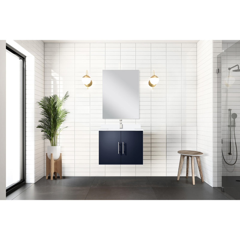 Meuble-lavabo bleu marine 24 po X P 22 po, comptoir en quartz blanc, 18 miroirs et robinet - Scratch - meuble-lavabo D, teinture Scratch pour un usage pratique à long terme