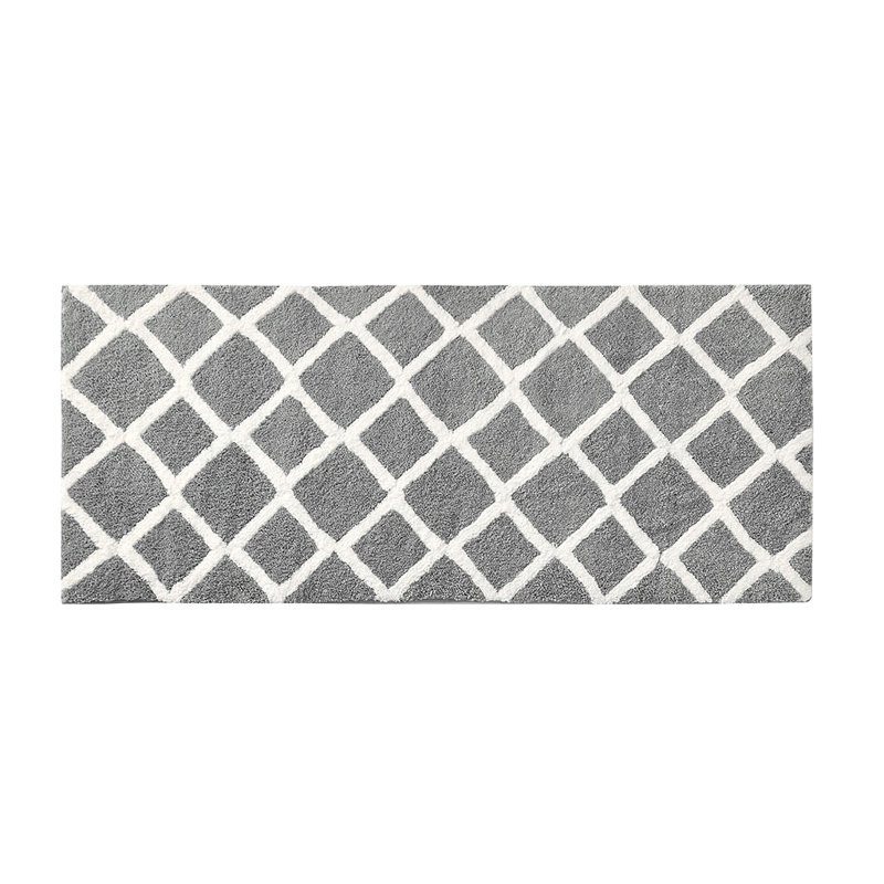Reversible High Pile Tufted Microfiber Bath Rug, Gray, 60" L x 24" W