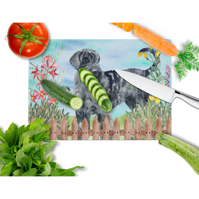 Planche à découper à ressorts en verre trempé caroline, Schnauzer géant