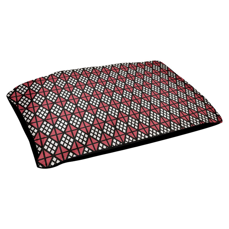 Coussin diamants Byrge, Très grand (l 52 po x P 42 po x H 17 po), Noir / rouge / gris