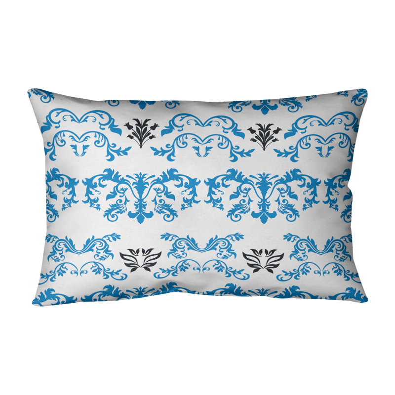 Housse de coussin rectangulaire Carolina Football Baroque, Bleu Carolina / blanc / noir, Polyester filé