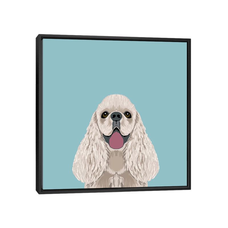 Cocker Spaniel, impression sur toile tendue, H 18 po x l 18 po x P 1,5 po, Toile encadrée noire, Pas de tapis
