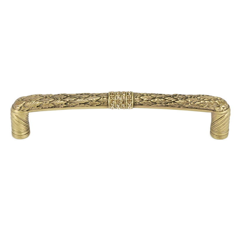 NANTUCKET JEWEL 5" C TO C PULL; DECORATED WITH SWAROVSKI® LT. COLORADO CRYSTAL; BURNISH BRASS FINISH
