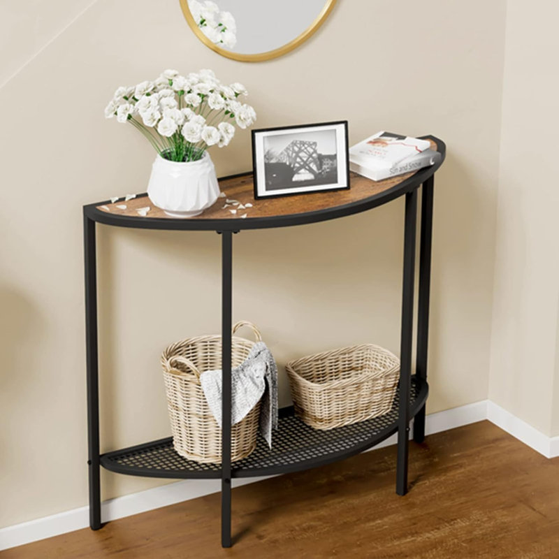 Console Table 2 Tier Narrow Entryway Table With Storage Half Moon Sofa Couch Table Mid Century Modern Small Entry Way Tables