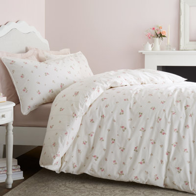 Vintage Rosebud Lace 200 Thread Count Cotton Reversible Duvet Cover Set