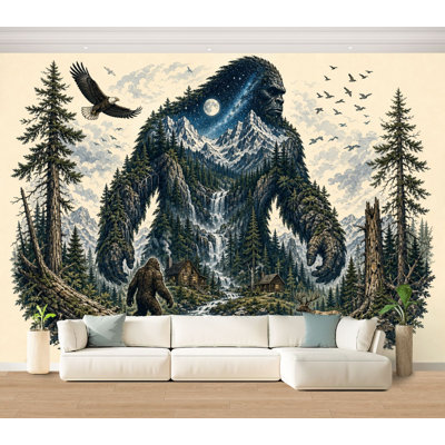 Papier peint adhésif autocollant Sasquatch Majestic Silhouette Nature Mountain Landscape