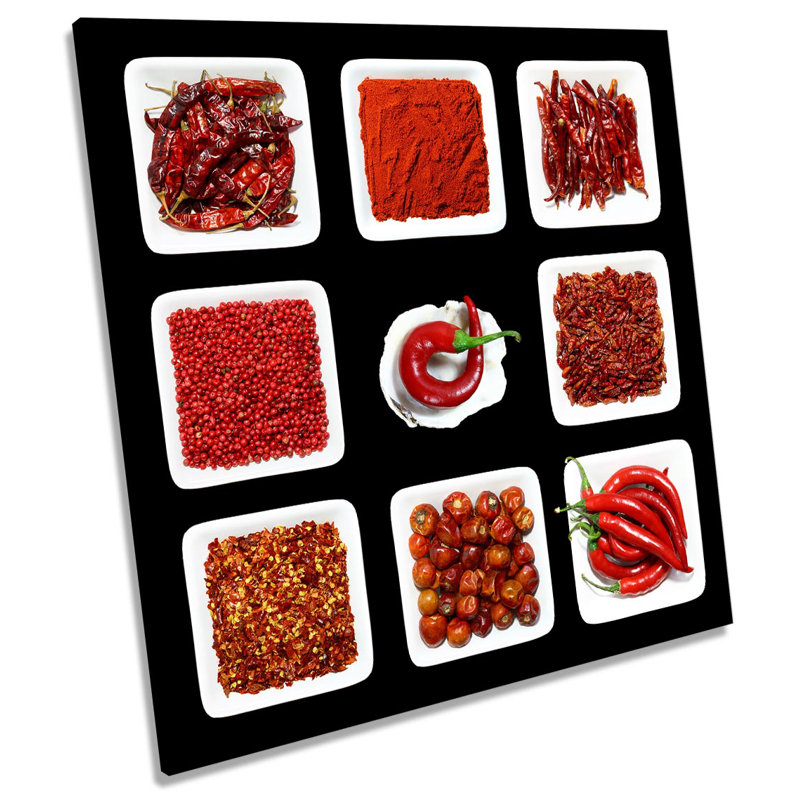 Z2246 Chilli Spices Seeds Kitchen Picture - Wrapped Canvas Art Prints, 60cm H x 60cm W