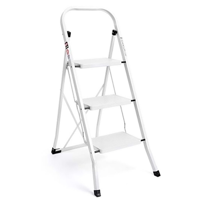 2 - Step Steel Lightweight Folding Small Step Ladder, 43.2', White