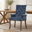 Chaise de salle à manger rembourrée en tissu de chenille, pieds courbés en bois massif, élégante chaise de salle à manger capitonnée pour salle à manger club, paquet simple-1121905625-1121905629