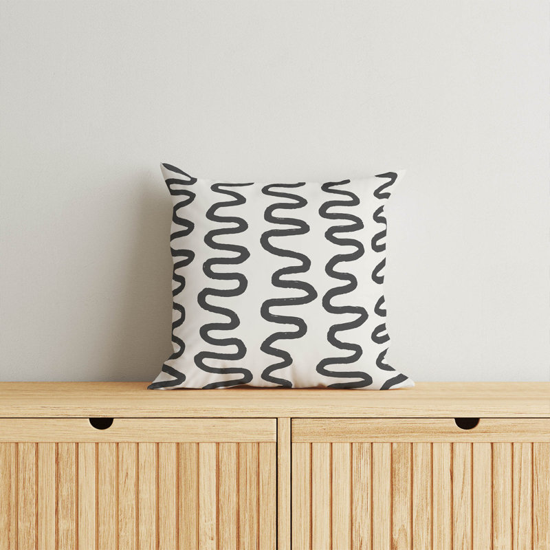 Coussin Wiggle, Ivoire/gris anthracite, H 26 po x l 26 po