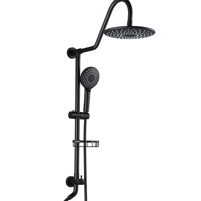 Douche noire matte avec pomme de pluie de 10 po et groupe de blocs de poche