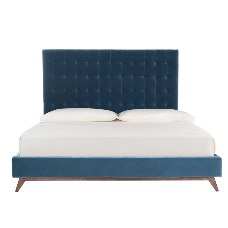 Bunny Upholstered Panel Bed, Queen, Dusty Blue