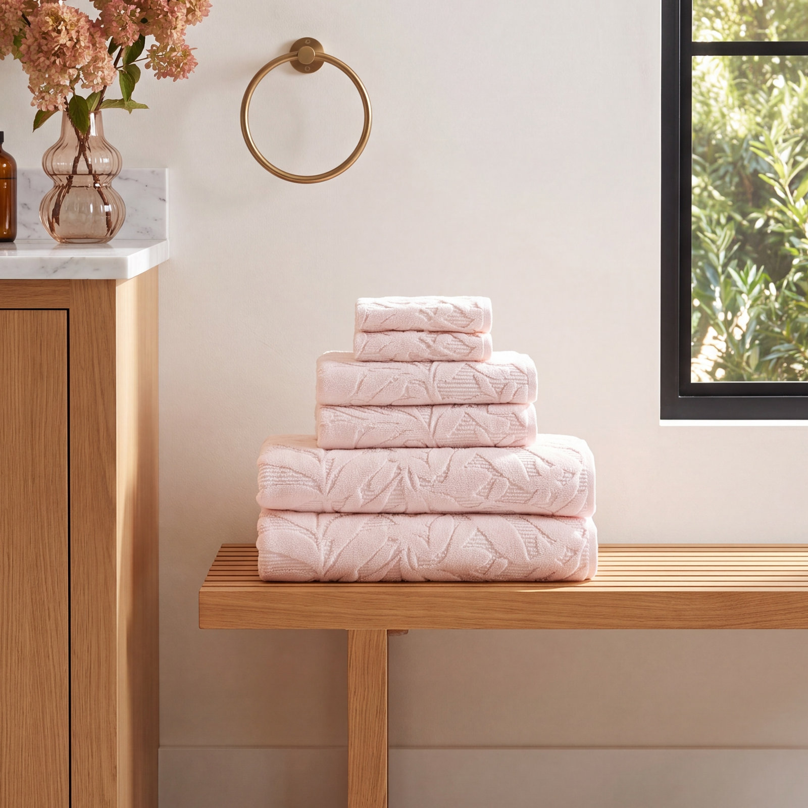 Esme Cotton Bath Towel, Pink