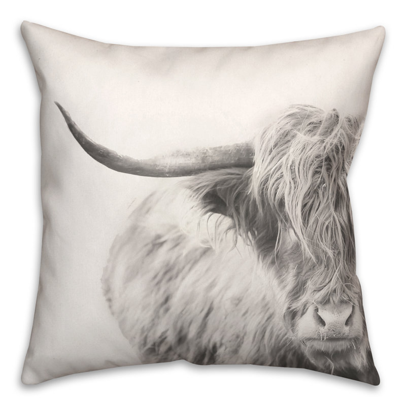 Coussin intérieur / extérieur Highland Cow, H 18 po x l 18 po, Carré