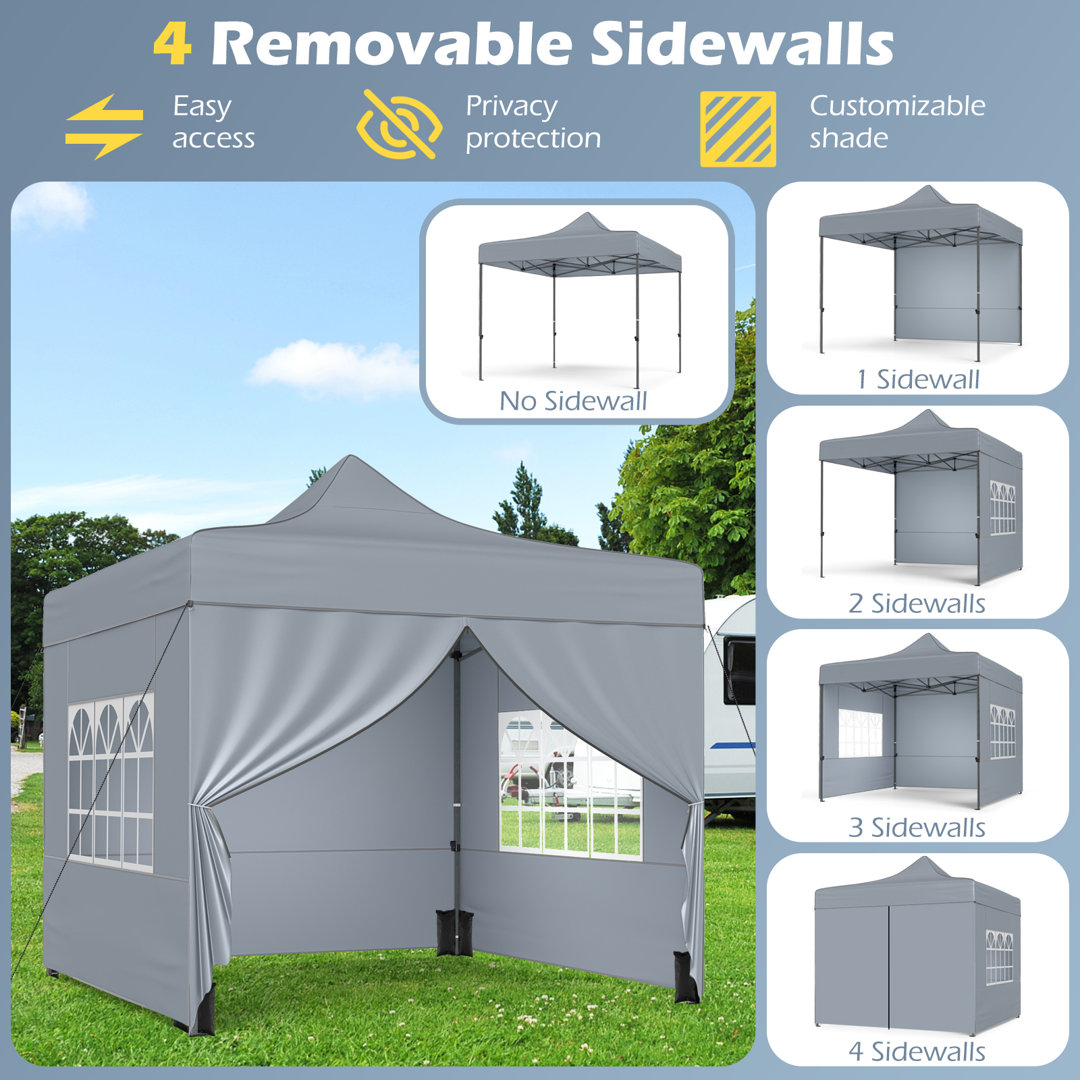 10 x 10 FT Pop up Canopy Tent w/ 4 Removable Sidewalls