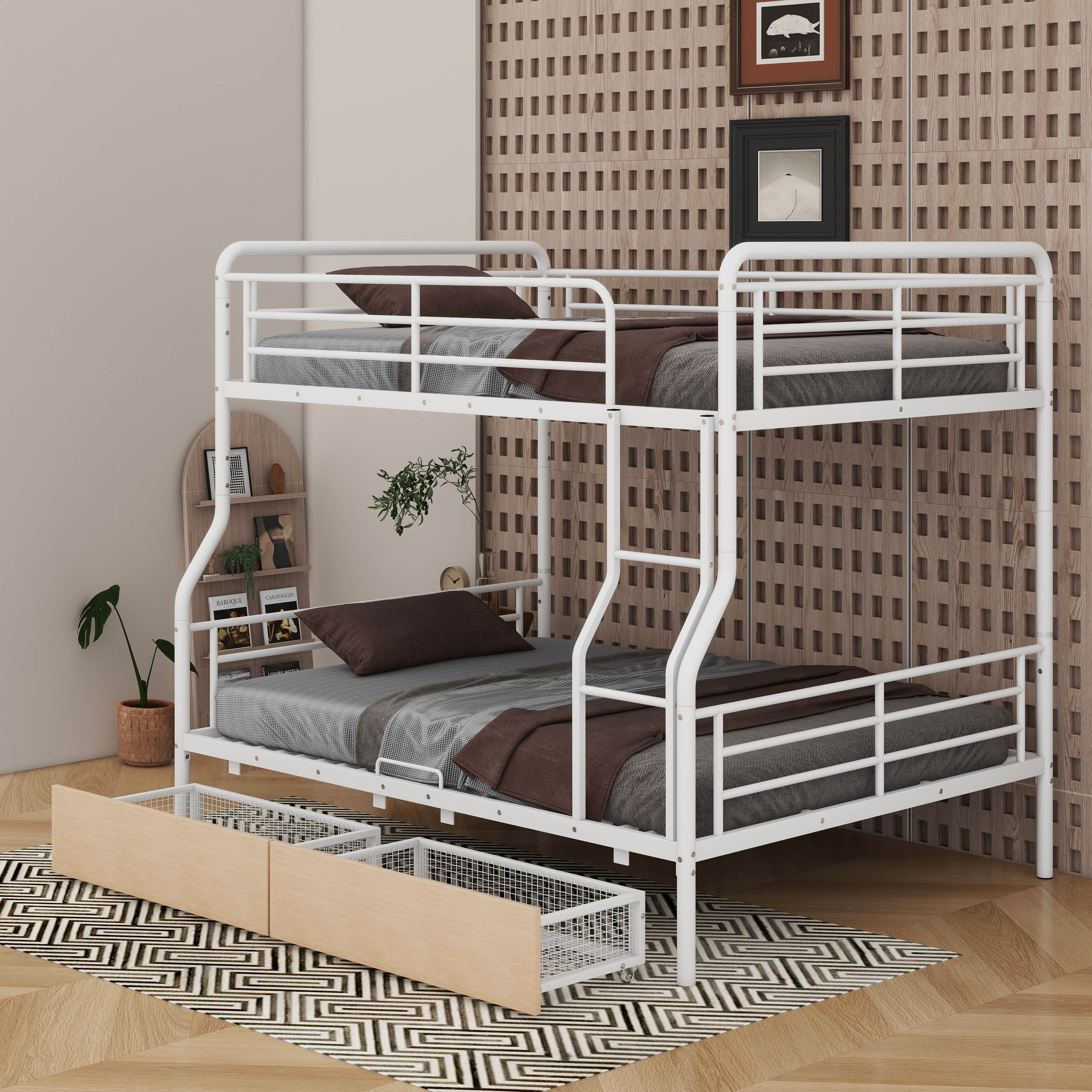 Isabelle & Max™ Full XL Over Queen Metal Bunk Bed With Drawers | Wayfair