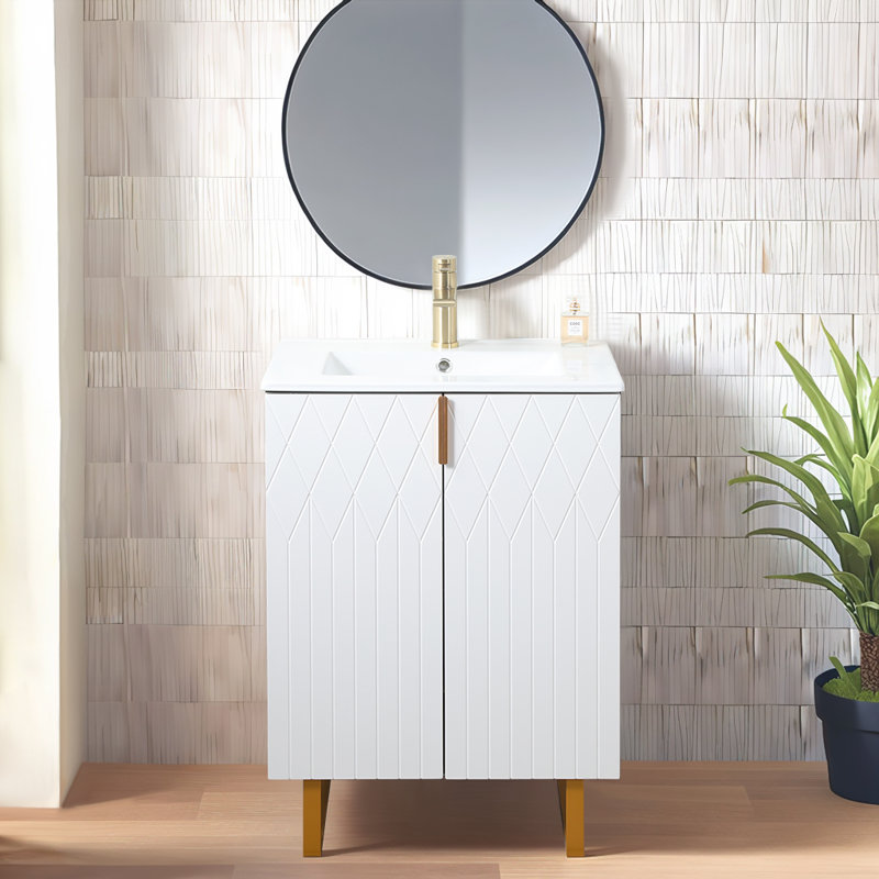 Ensemble de meuble-lavabo simple blanc 24 po, Trou unique, 24"