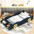 Twin Size Race Car-Shaped Bed With Storage And Durability - Dark Blue + Yellow, Quality Wood Construction For Bedroom Furniture Yellow Feature Long-Term Use Solid