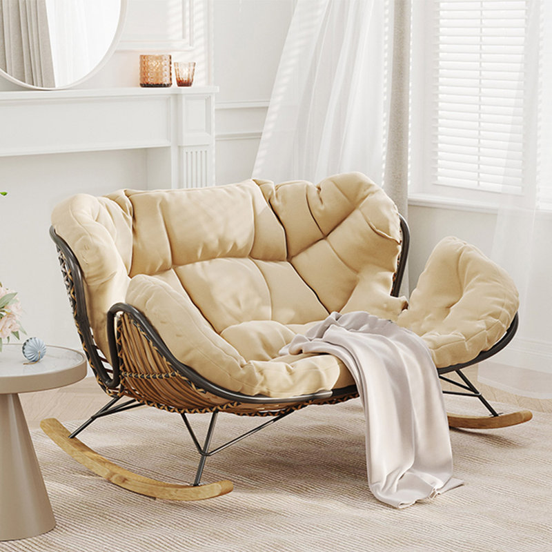 Chaise berçante élégante pour le balcon, Kaki, Noir / brun