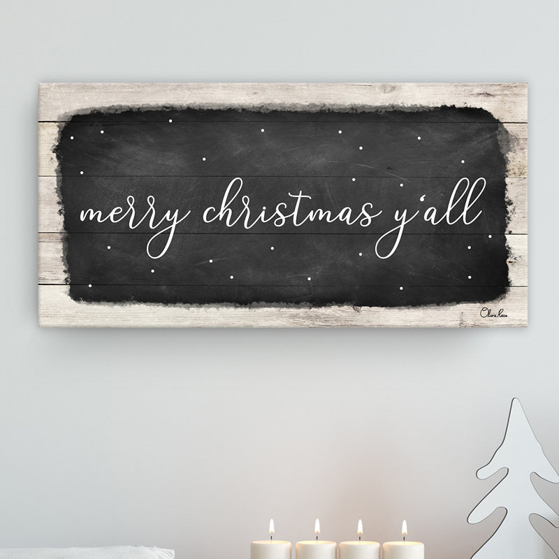 "Merry Christmas ya i" par Olivia rose, reproduction d’art textuel sur toile tendue, H 18 po x l 36 po x P 1,5 po