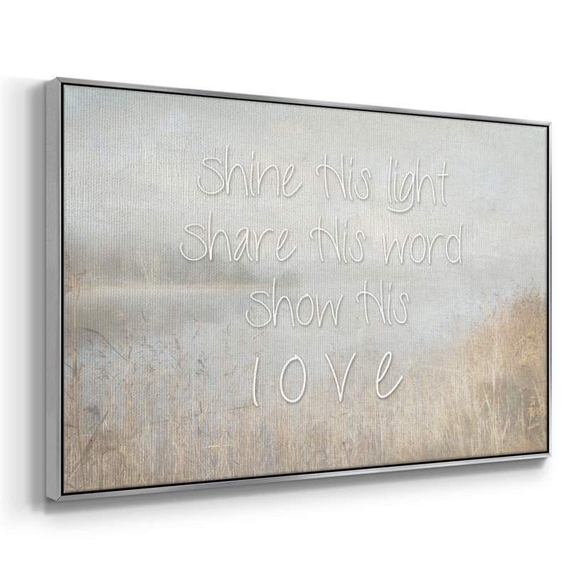 "Shine His Light", art textuel sur toile, Argent, H 27 po x l 41 po x P 2 po