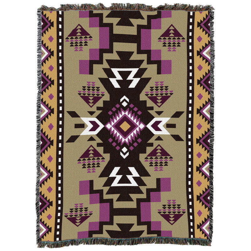 Jeté en coton Pure Country Weavers, Mauve / brun / vert oriental