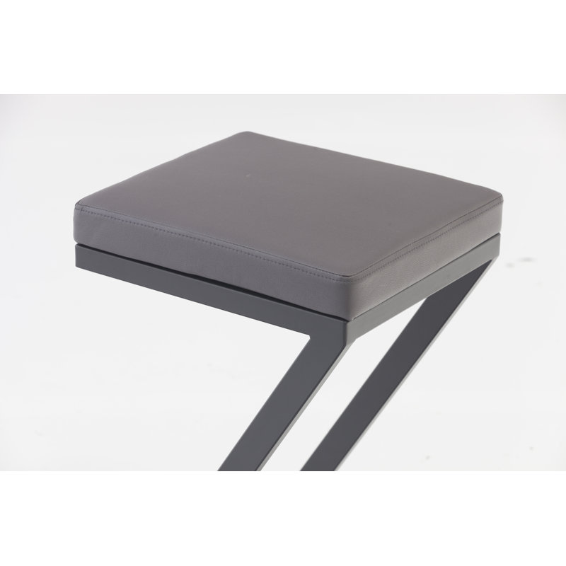 Upholstered Counter Stool with Metal Frame, 2, Dark Gray/Black