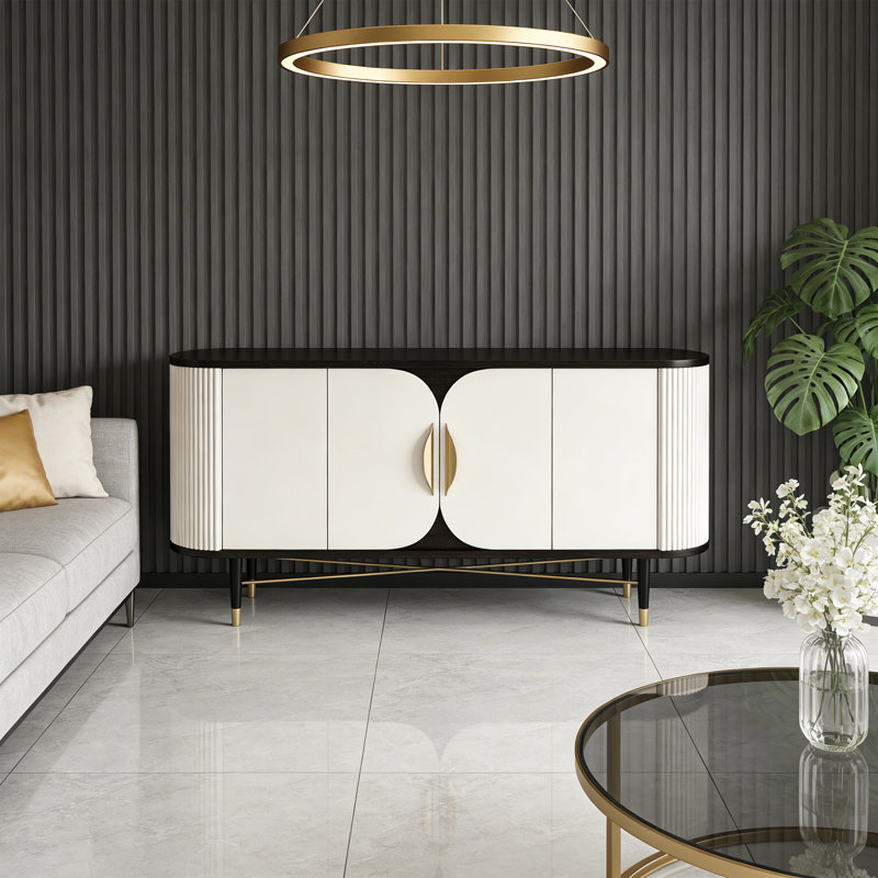 Armoire d'entrée simple et luxueuse, Noir/crème