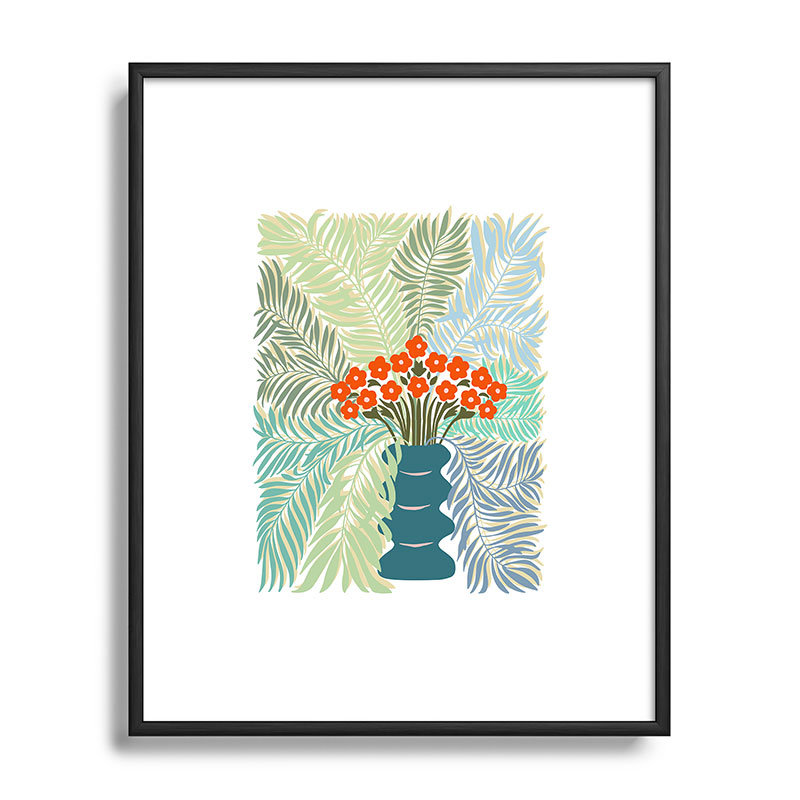 DESIGN DESIGN, impression sur toile de palmier dannick, Encadrement métallique noir, H 10 po x l 8 po x P 0,88 po