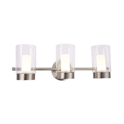 3-Light Dimmable LED Brushed Nickel Vanity Light LED Bath Bar