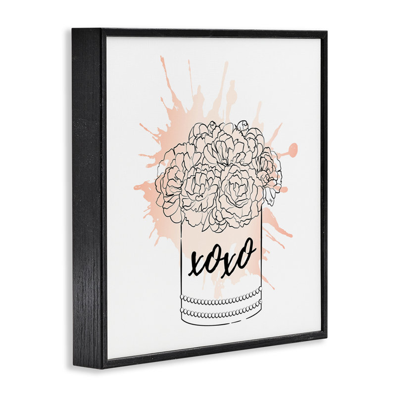 «Xoxo», art giclée par Martina Pavlova, H 12 po x l 12 po, Giclée encadrée noir minuit
