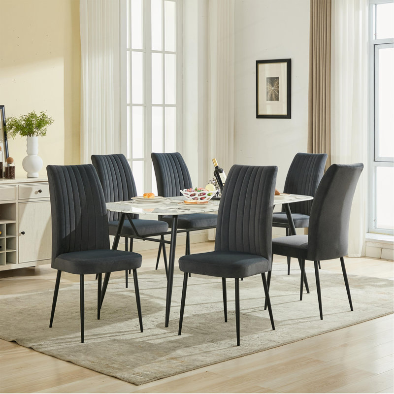Ensemble de 2 chaises de salle à manger réglables en velours, Gris foncé