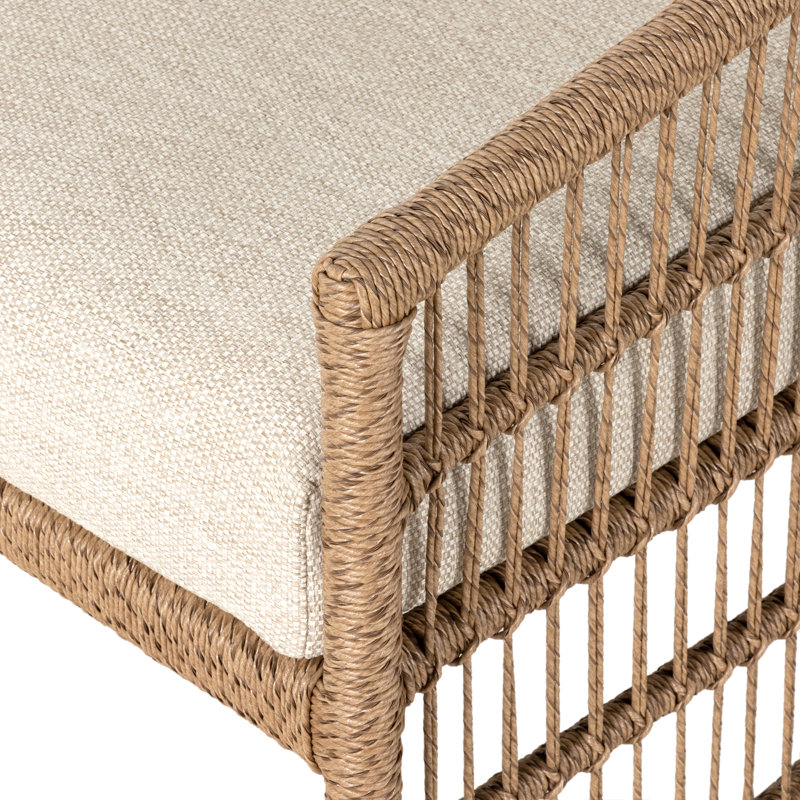 Montecito Outdoor Lounge Chair, Faye Sand Cushion/Brown Frame