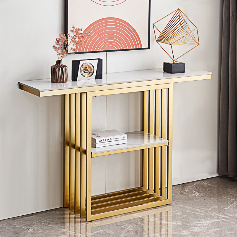 Console moderne avec structure en métal, Doré