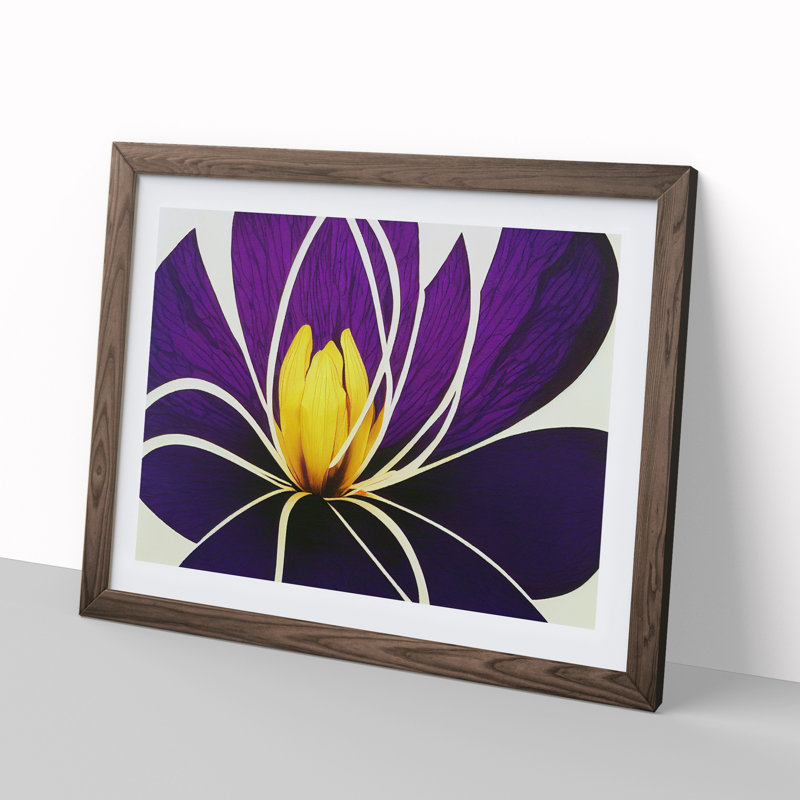 Uplifting Abstract Flower - Framed Print, 34cm H x 46cm W x 2cm D, Walnut