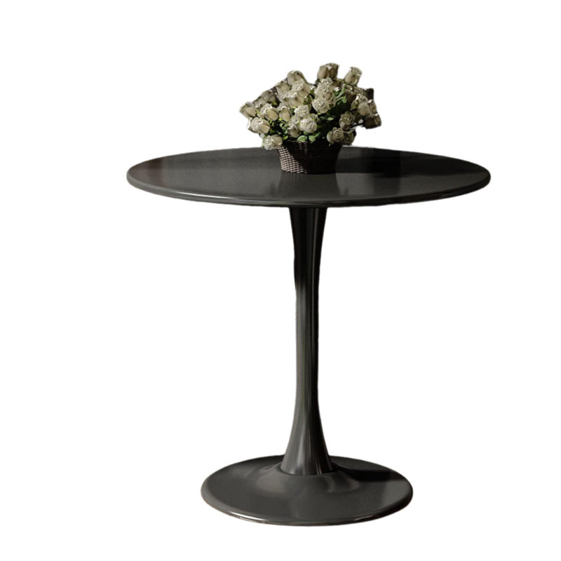 Modern Round Dining Table, Black, 29"H x 23.6"L x 23.6"W