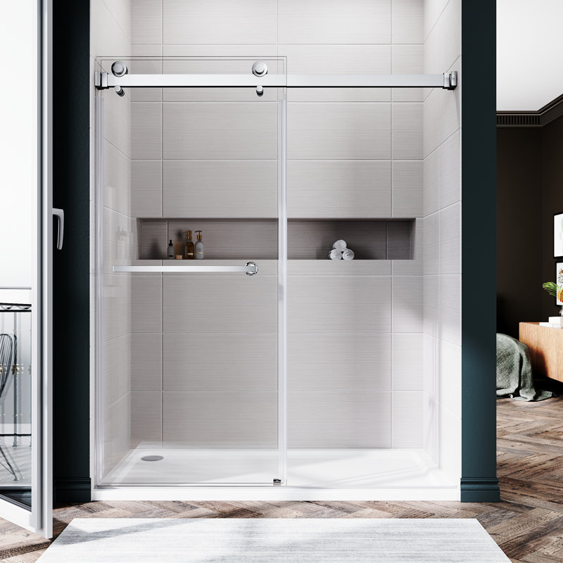 50" - 55" W x 76" H Double Sliding Frameless Shower Door, Chrome