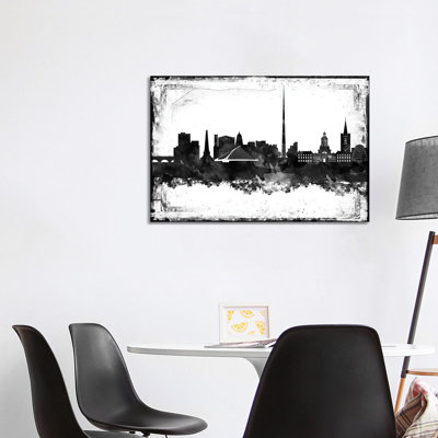 Dublin Black And White Film by WallDecorAddict - Wrapped Canvas Print