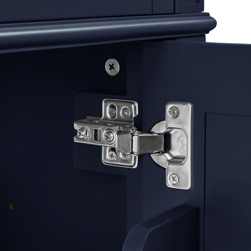 Meuble-lavabo en bois massif 36 po, Bleu / Argent
