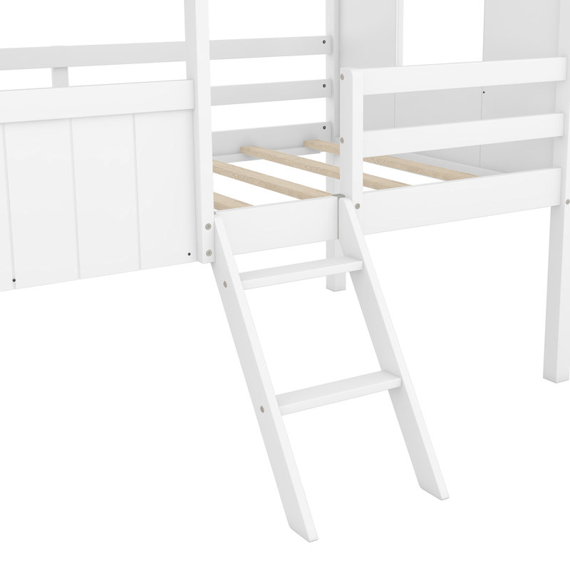 Lit mezzanine simple bas en blanc