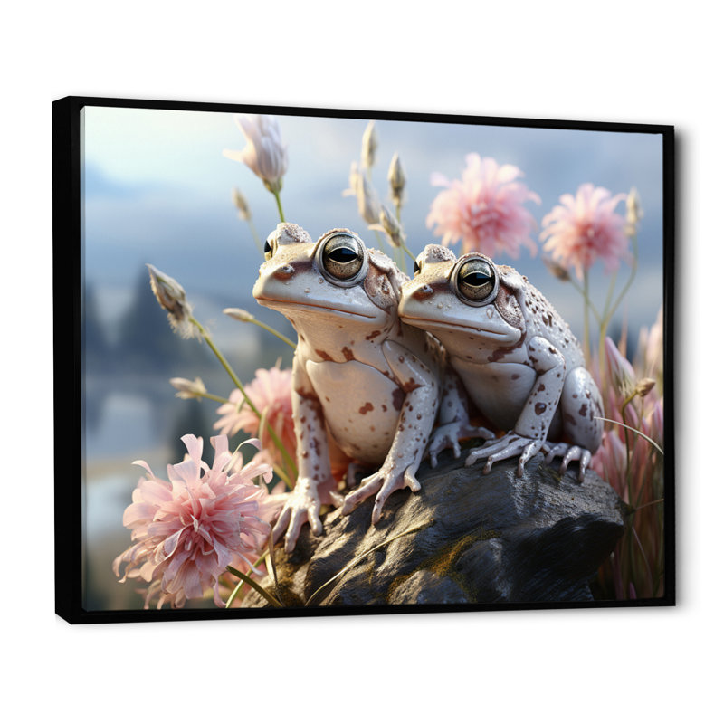 Grenouille, paysage monochrome - impression, H 34 po x l 44 po x P 1,5 po, Cadre flottant noir