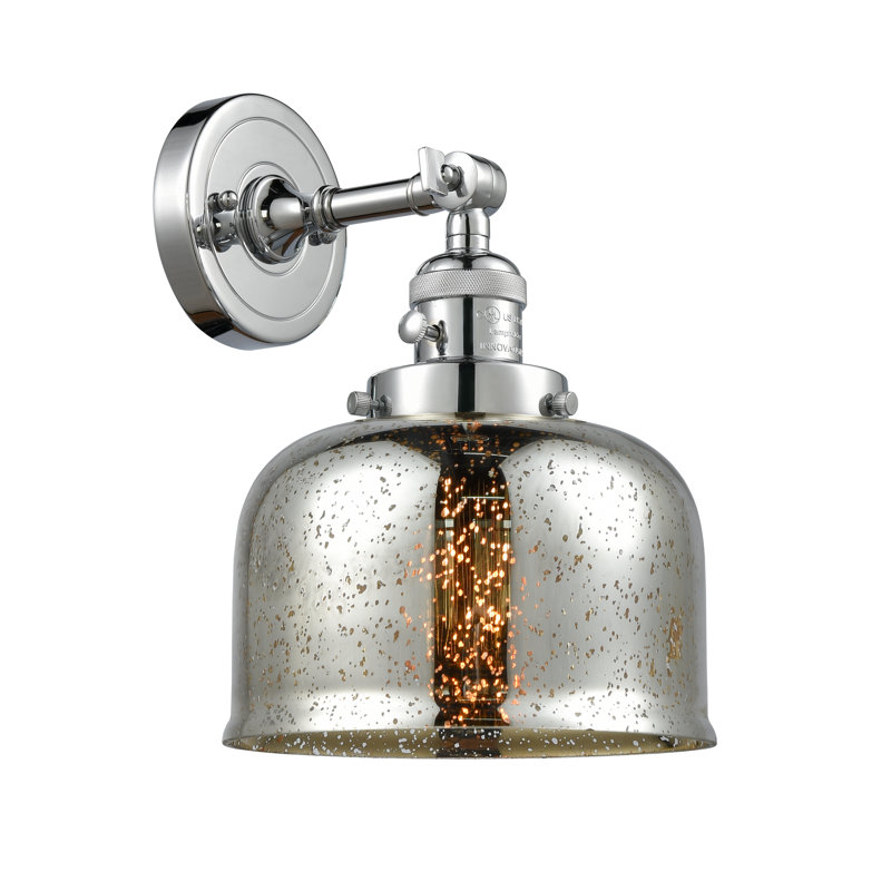 Applique murale 1 lumière 5 po Bell, Ampoule à DEL rétro de 3,5 W, Argent mercuré, Chrome poli