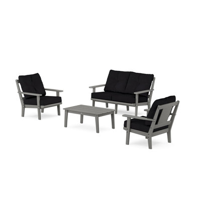 Ensemble de conversation à assise profonde et causeuse 4 pièces Prairie