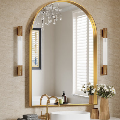 Miroir mural en arche de métal pour salle de bain, salon, vestibule 36 po x 24 po Axia