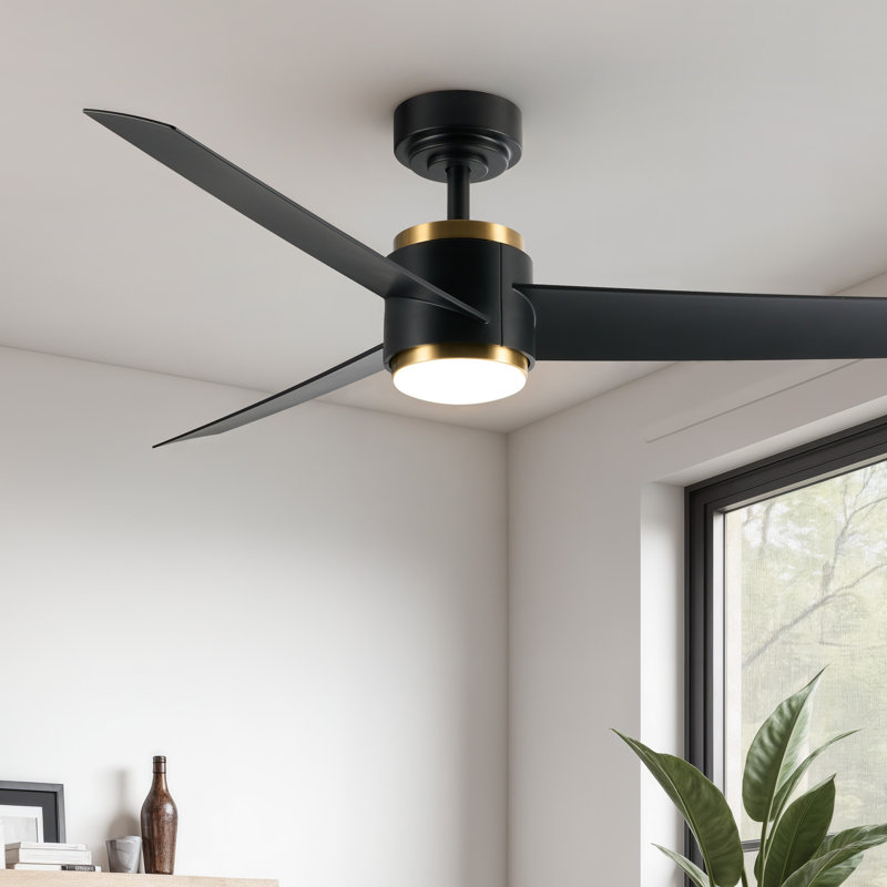 Ventilateur de plafond 52 po avec lumière DEL à intensité variable Caloundra, Noir